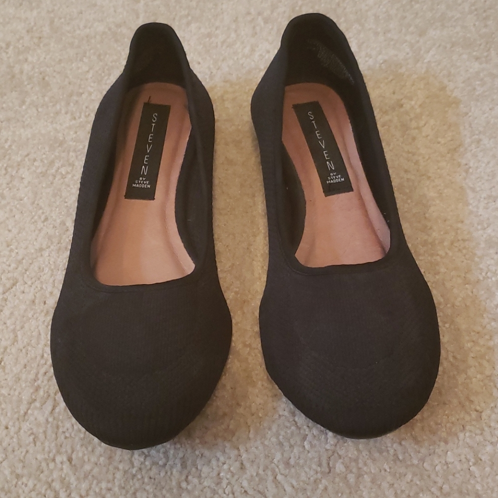Steve Madden Black Woven/Stretch Flats Sz 8.5 NEW